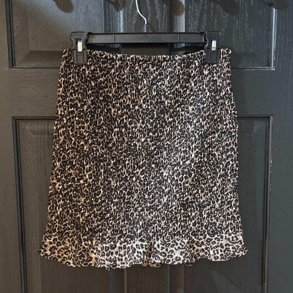 Guess Leopard-Print Mini Skirt in Black and Tan